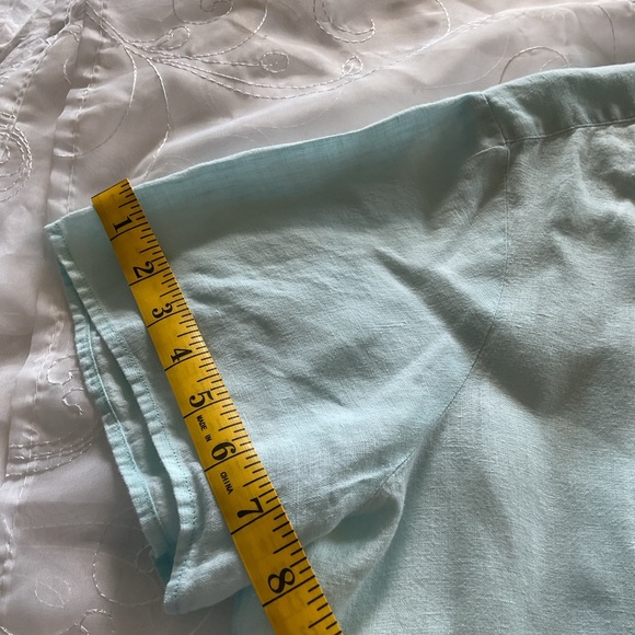 Talbots Women’s 2X Pure Irish Linen Teal Mist Short Sleeve Top - Picture 11 of 12